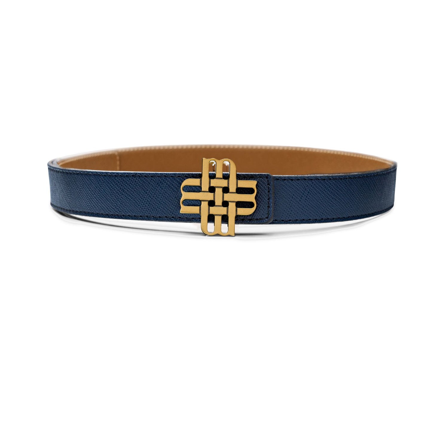 Ceinture Meqnes 25mm Réversible - "Azur d'Agadir" - Bleu & Caramel