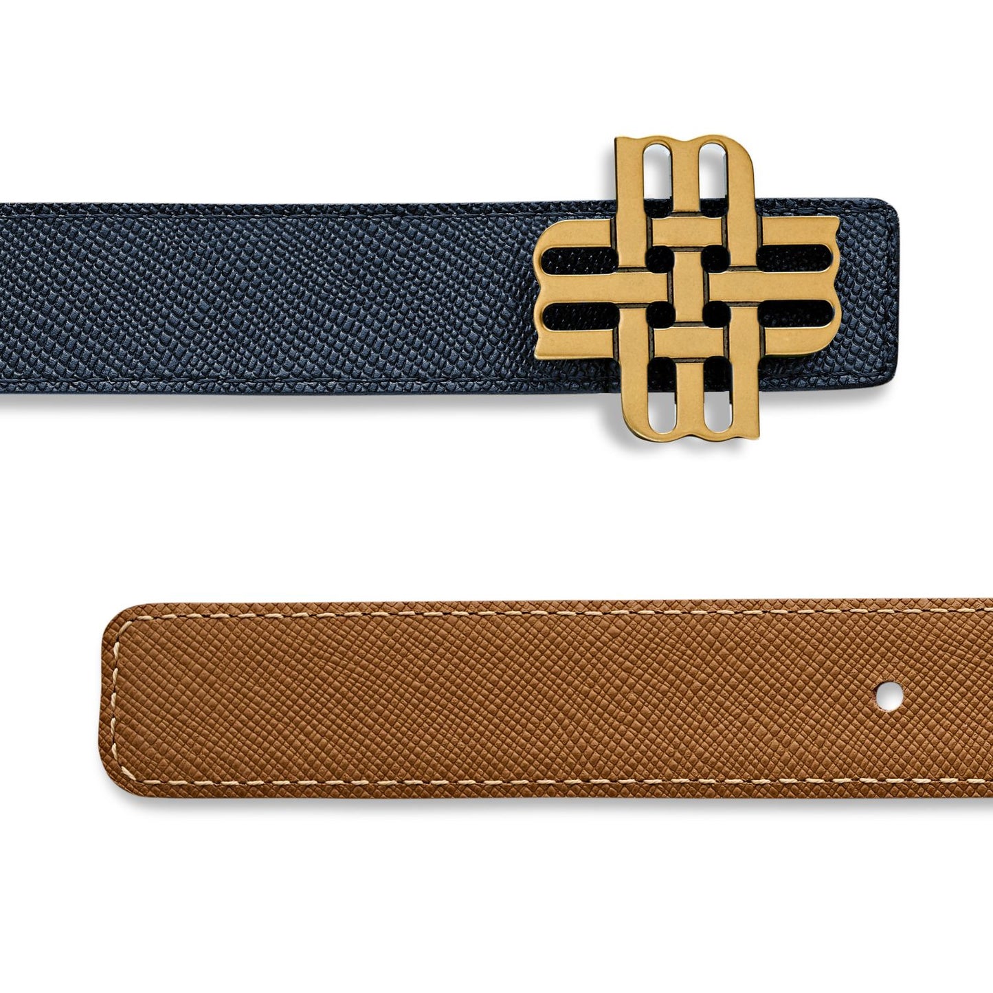 Ceinture Meqnes 25mm Réversible - "Azur d'Agadir" - Bleu & Caramel