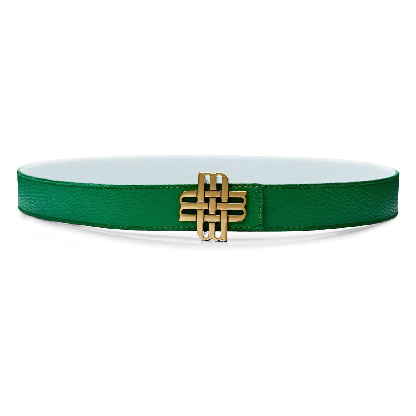 Ceinture Meqnes 25mm Réversible - "Jardin de l'Atlas" - Vert & Blanc