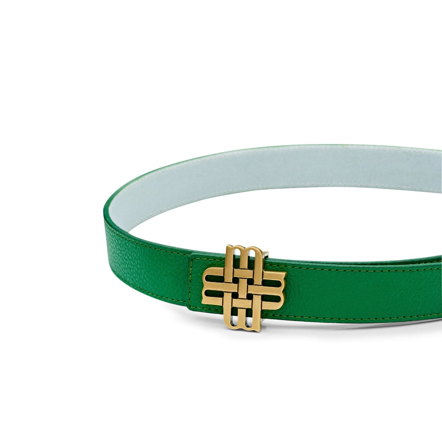 Ceinture Meqnes 25mm Réversible - "Jardin de l'Atlas" - Vert & Blanc