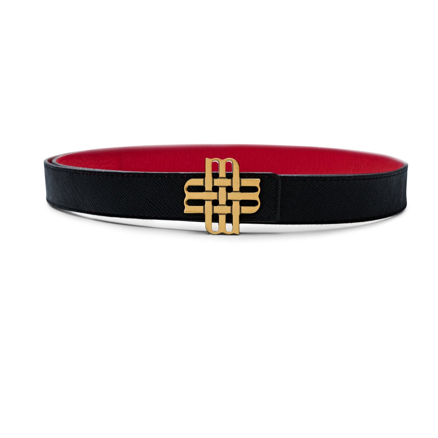 Ceinture Meqnes 25mm Réversible - "Éclat de Passion" - Noir & Rouge