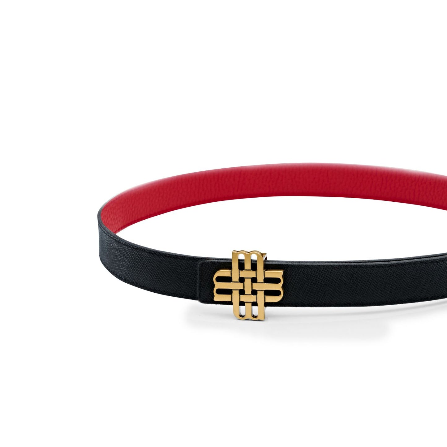 Ceinture Meqnes 25mm Réversible - "Éclat de Passion" - Noir & Rouge