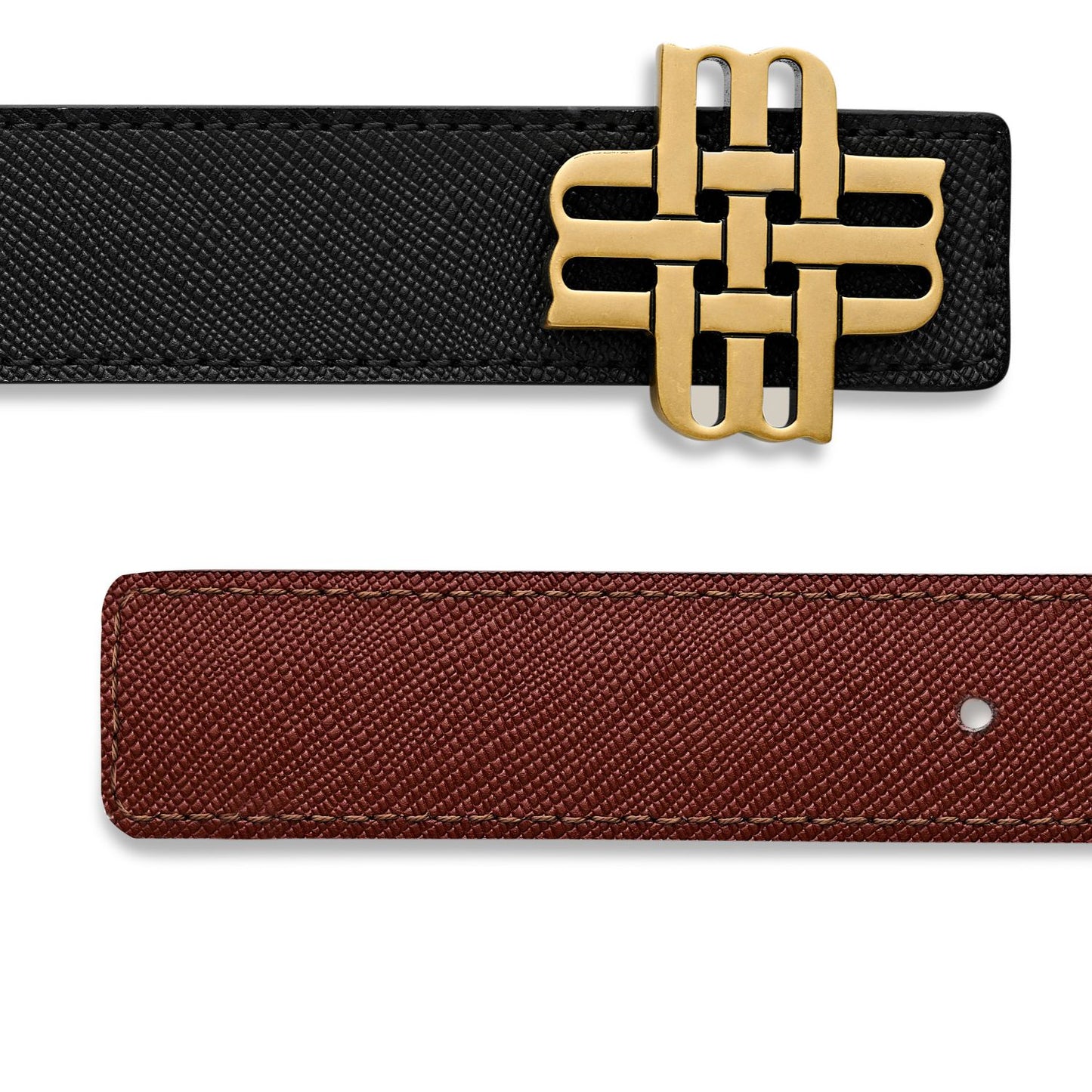 Ceinture Meqnes 32mm Réversible - "Dunes de Sahara" - Marron & Noir