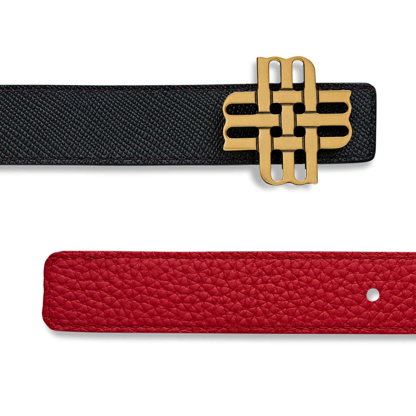 Ceinture Meqnes 25mm Réversible - "Éclat de Passion" - Noir & Rouge