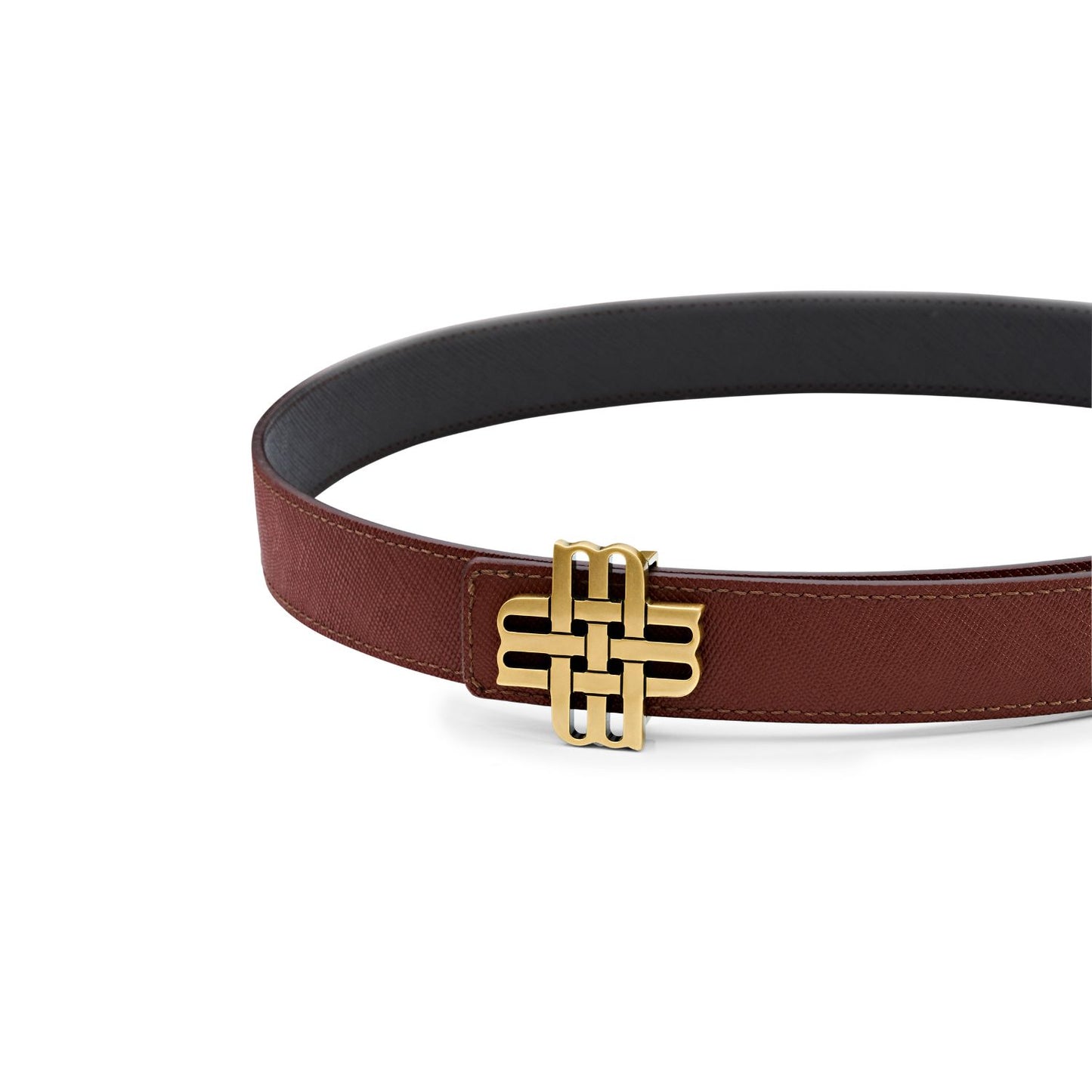 Ceinture Meqnes 32mm Réversible - "Dunes de Sahara" - Marron & Noir