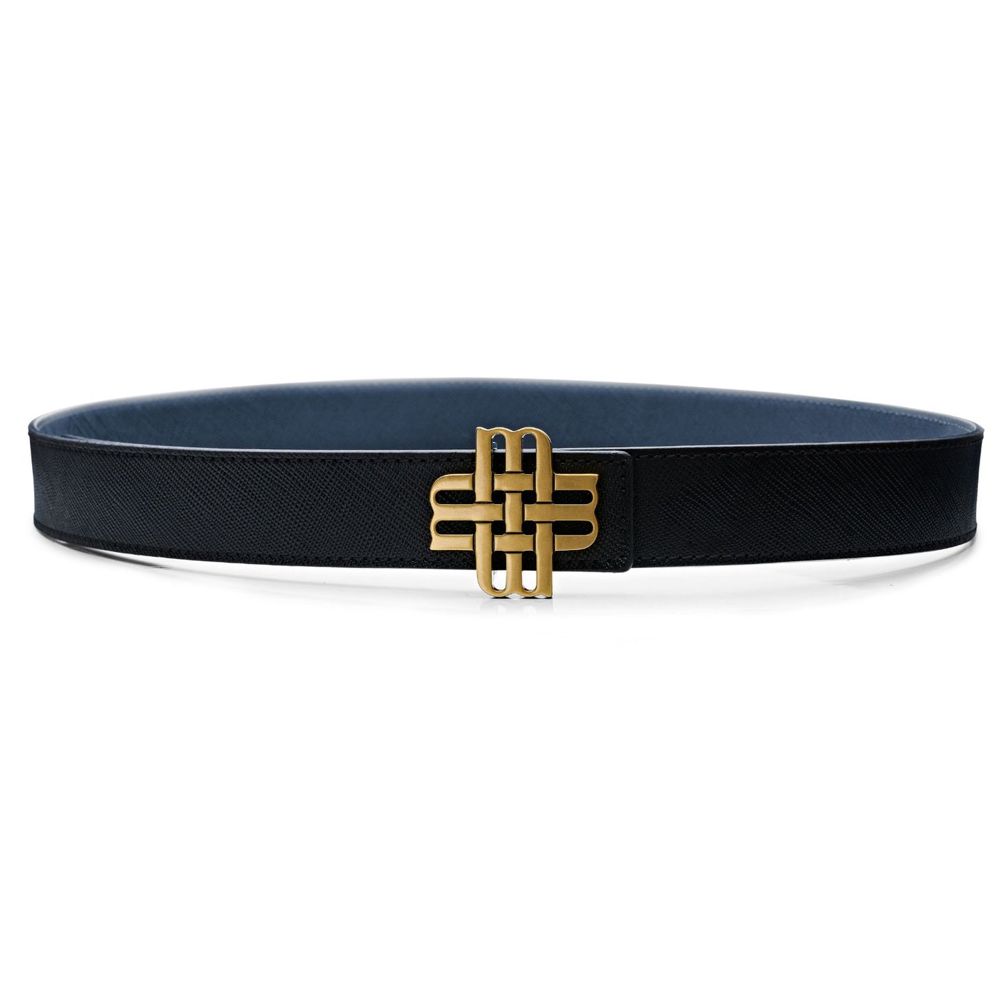 Ceinture Meqnes 32mm Réversible - "Lune de Casablanca" - Noir & Bleu