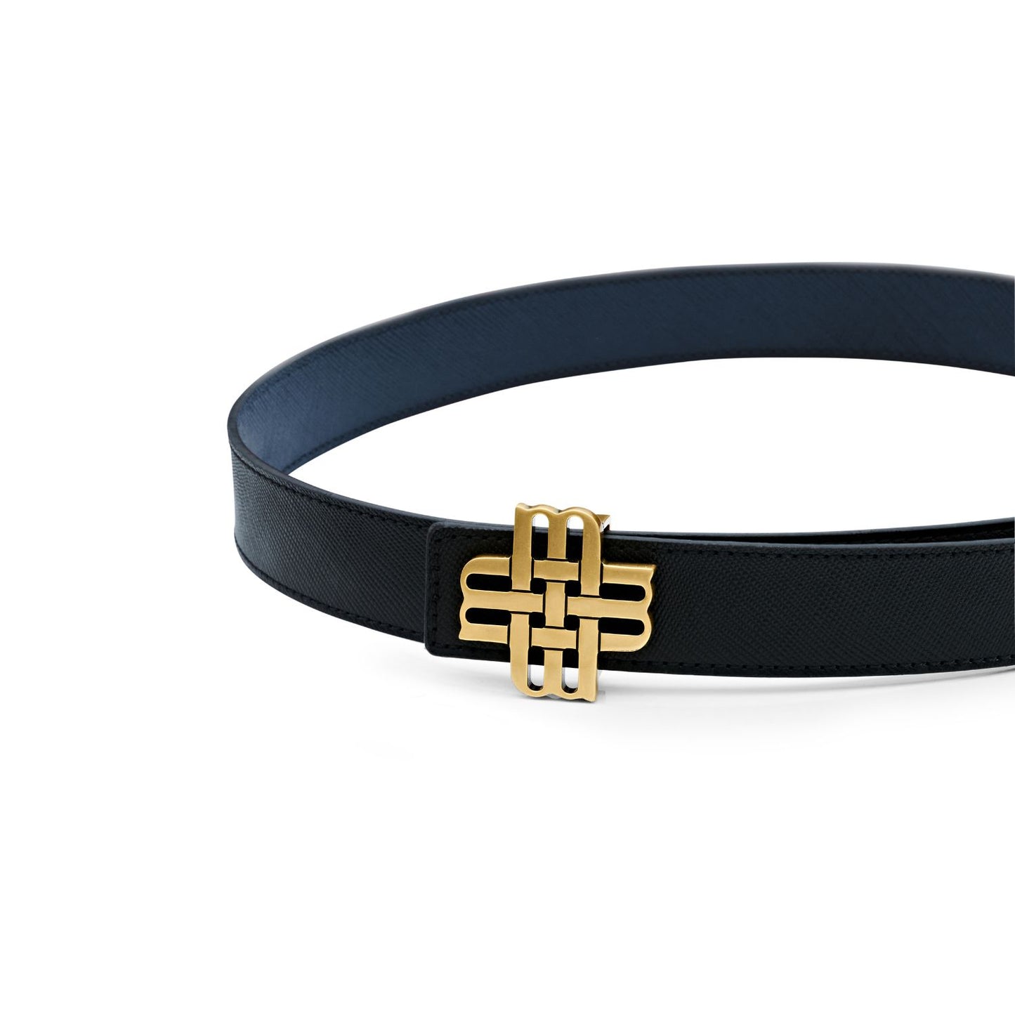Ceinture Meqnes 32mm Réversible - "Lune de Casablanca" - Noir & Bleu