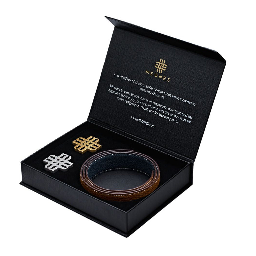 Coffret cadeau ceinture réversible 25mm + deux boucles interchangeables